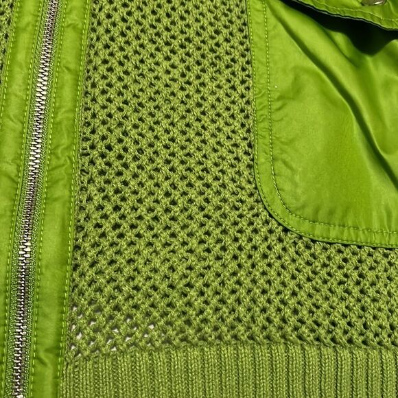 Vintage Neon Green Zenergy by Chico's Linen/Cotton Crocheted Hooded Jacket - Picture 6 of 10